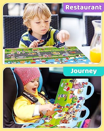 Benresive Reusable Sticker Book for Toddlers – 90+ Stickers, 3 Themes, Waterproof & Portable