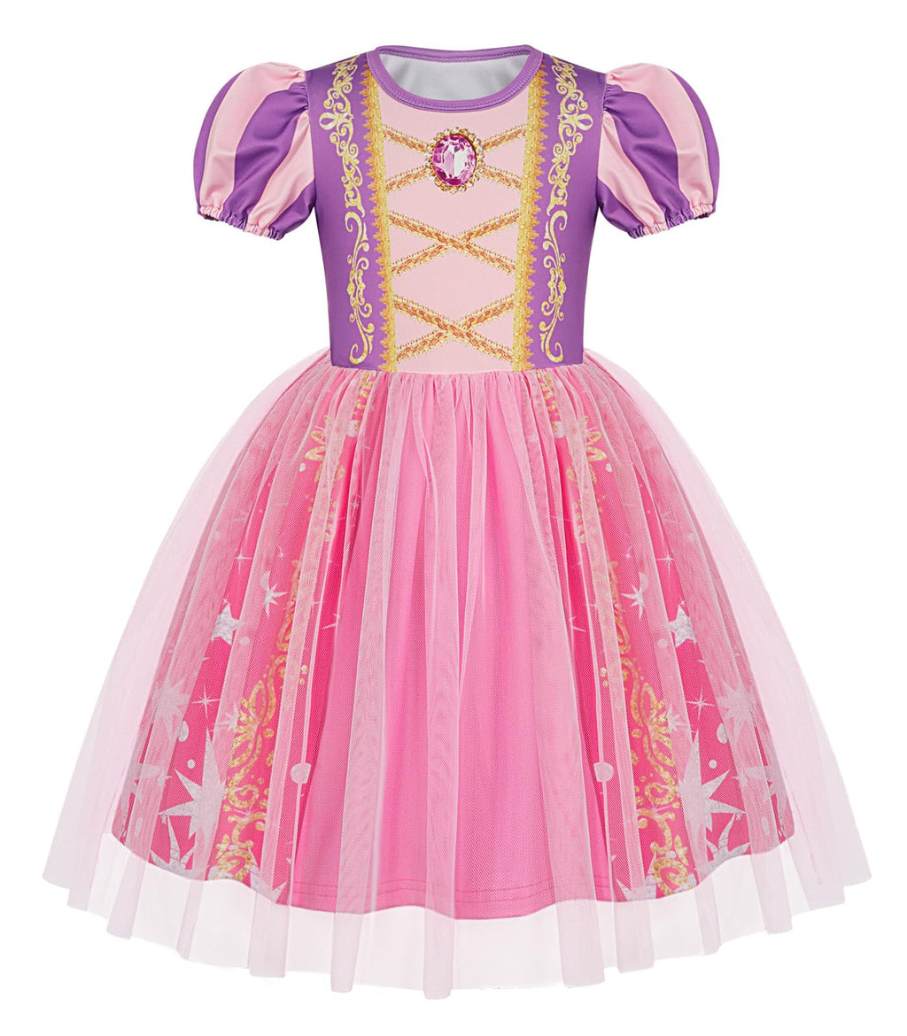 Benylion Girls Princess Dress with 3D Diamond Print & Apple Pattern – Halloween Cosplay, Birthday Party Outfit