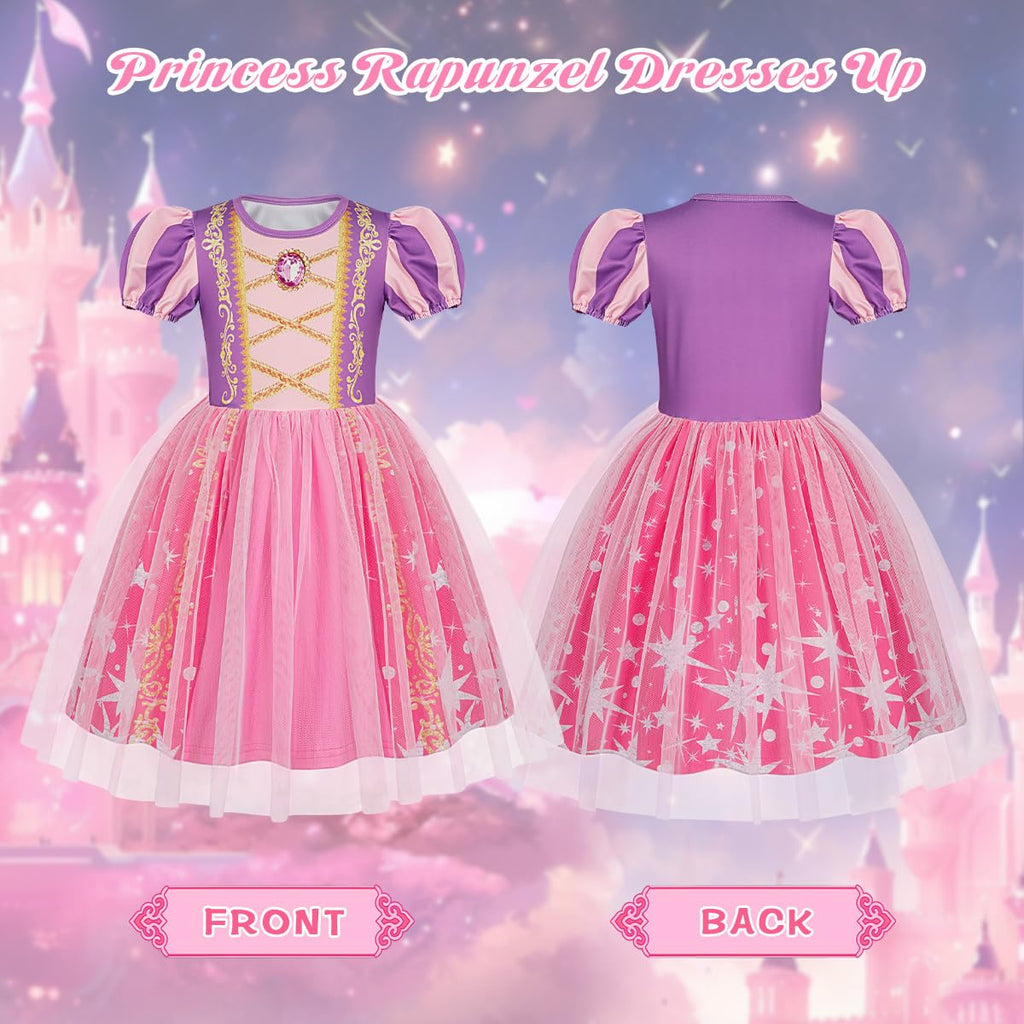 Benylion Girls Princess Dress with 3D Diamond Print & Apple Pattern – Halloween Cosplay, Birthday Party Outfit