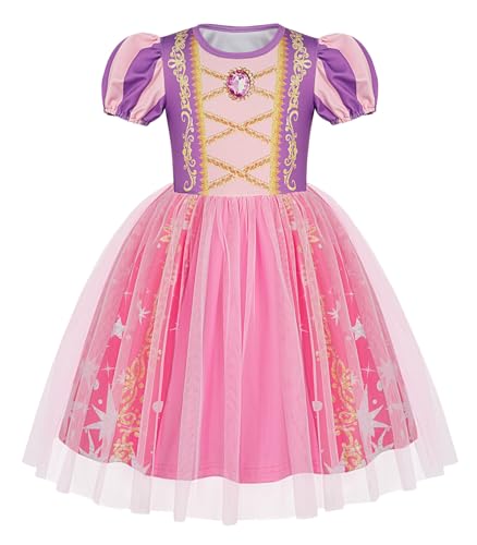 Benylion Girls Princess Dress with 3D Diamond Print & Apple Pattern – Halloween Cosplay, Birthday Party Outfit