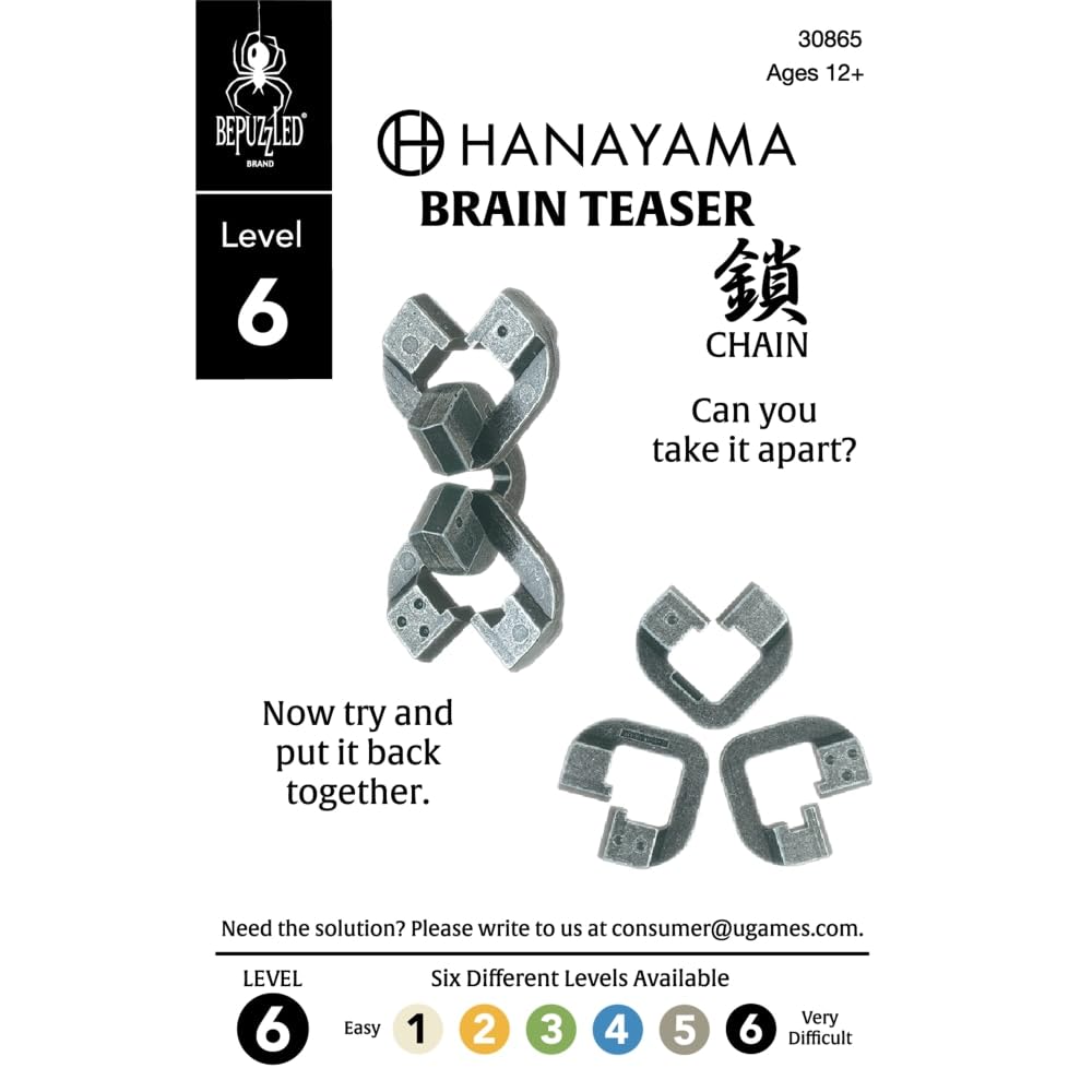 BePuzzled Hanayama Chain Metal Brainteaser Puzzle – Level 6 Difficulty, Ages 12+