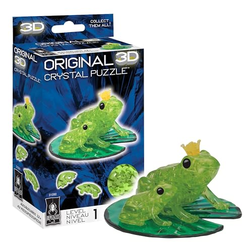 BePuzzled Original 3D Crystal Puzzle – Green Frog, 43 Pieces, Ages 12+