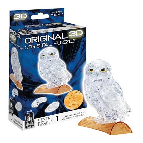 BePuzzled Original 3D Crystal Puzzle: White Owl, 42 Pieces, Ages 12+