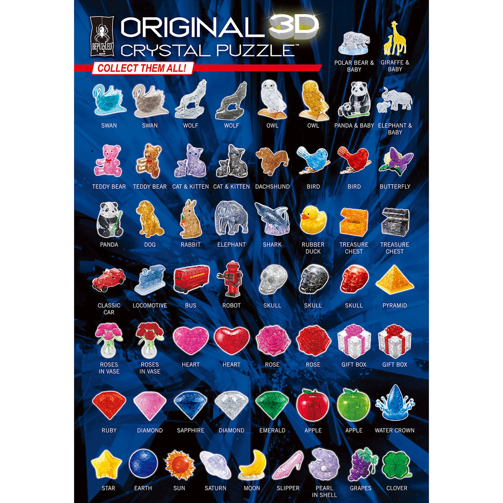 BePuzzled Original 3D Crystal Rubber Duck Puzzle – 43 Interlocking Translucent Pieces