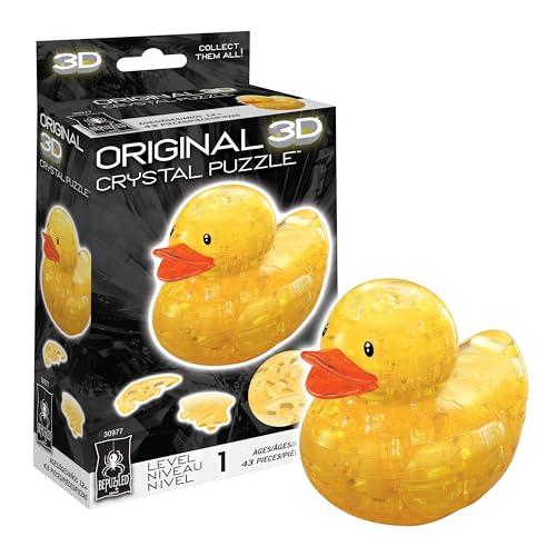BePuzzled Original 3D Crystal Rubber Duck Puzzle – 43 Interlocking Translucent Pieces