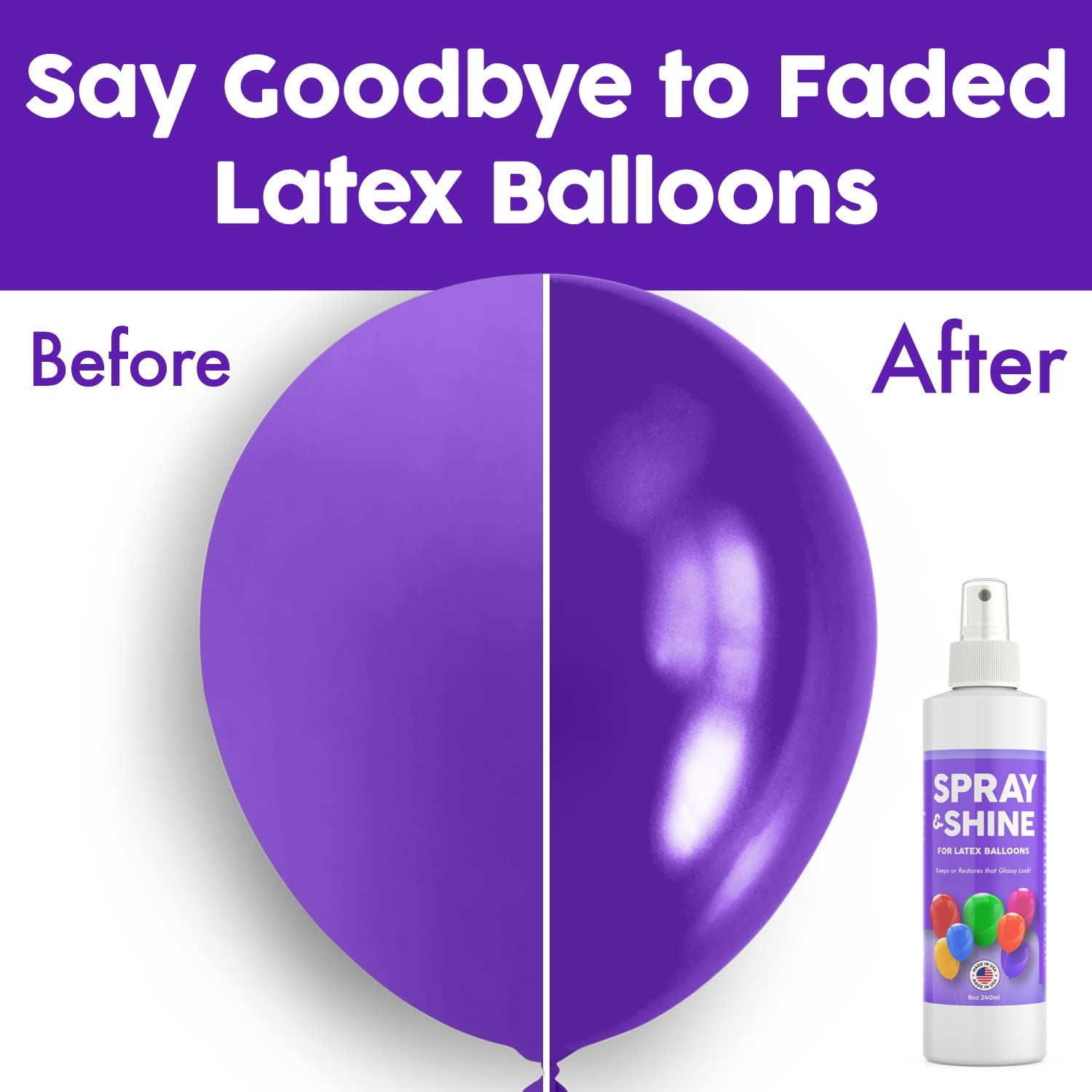 Berkland Balloon Shine Spray 8 oz – Instant High Gloss for Latex Balloons, Non-Drip, Made in USA