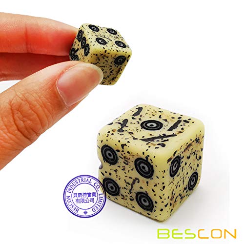 Bescon Ancient Bone Effect Dice Set - 12 D6 Dice, 16mm, Old-Looking Stone Style with Etched Patterns