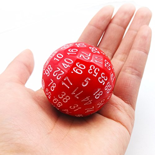 Bescon D100 Die – 100-Sided Polyresin Dice (45mm, Solid Red)