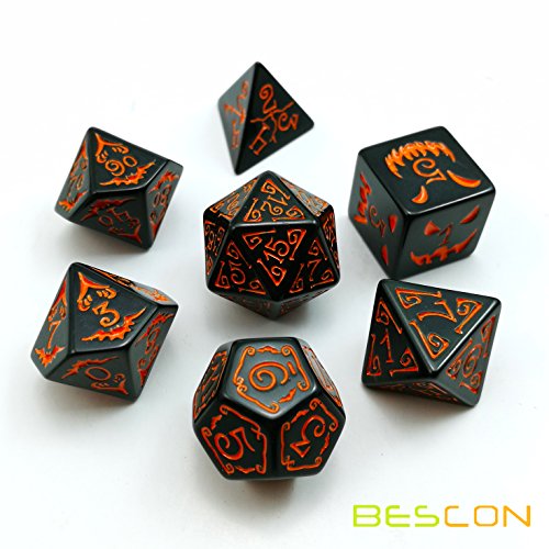 Bescon Halloween Polyhedral Dice Set – 7 RPG Dice with Spooky Symbols