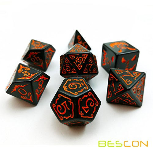 Bescon Halloween Polyhedral Dice Set – 7 RPG Dice with Spooky Symbols