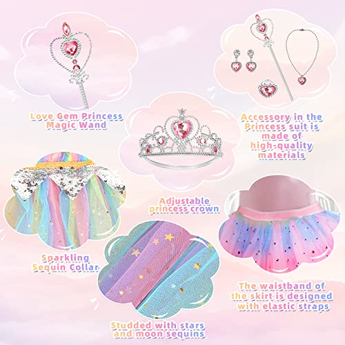 BesJonie Princess Dress Set with Cape and Skirt for Girls Ages 3-6