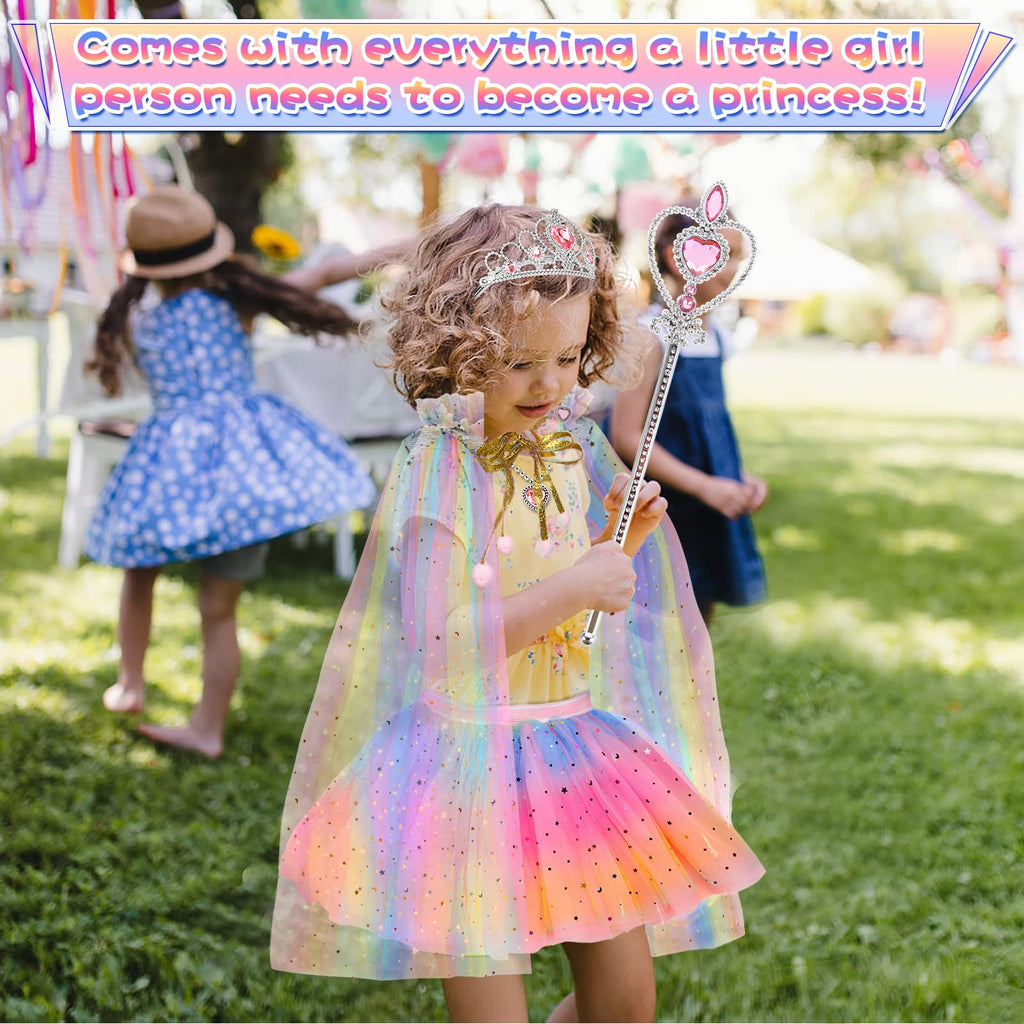 BesJonie Princess Dress Set with Cape and Skirt for Girls Ages 3-6