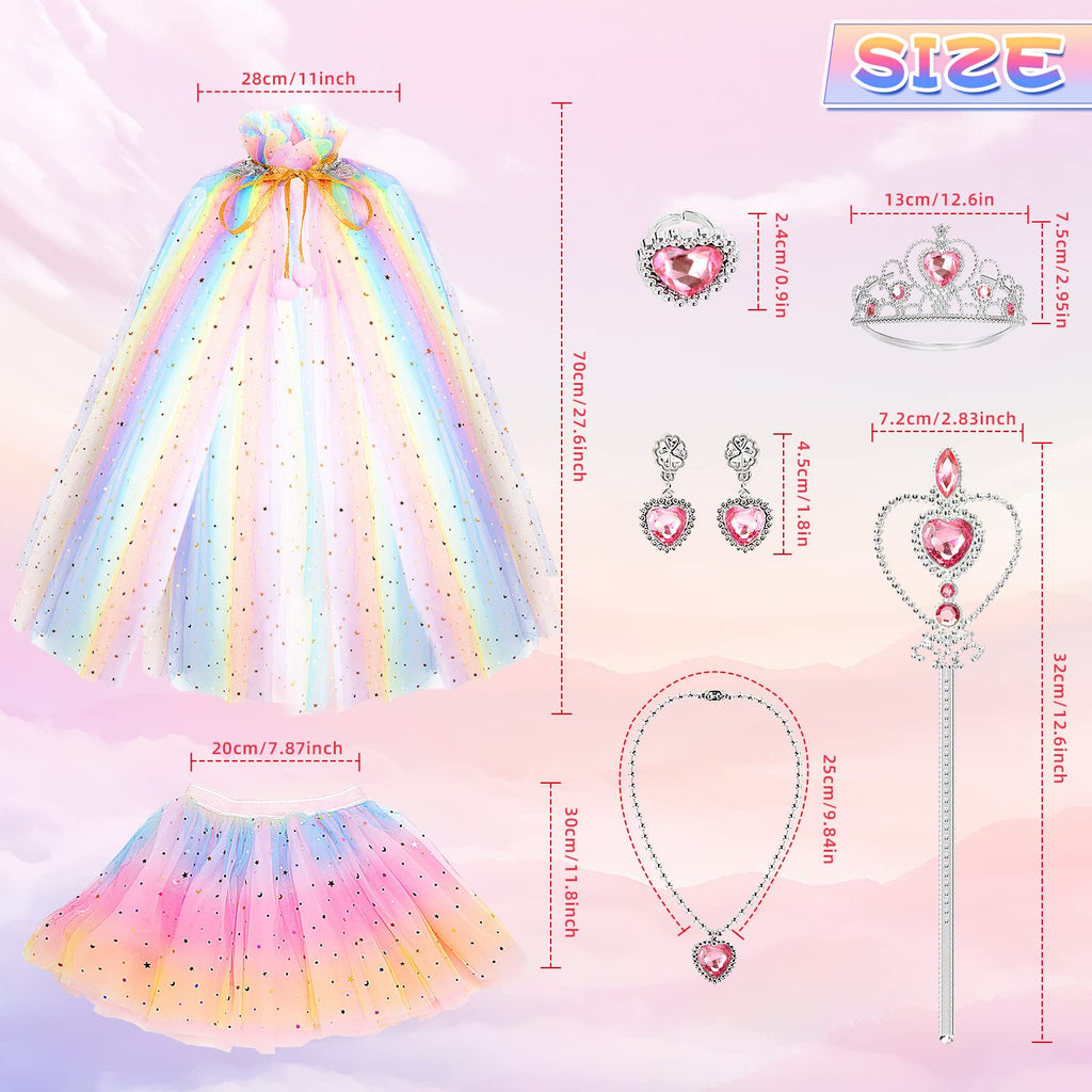 BesJonie Princess Dress Set with Cape and Skirt for Girls Ages 3-6