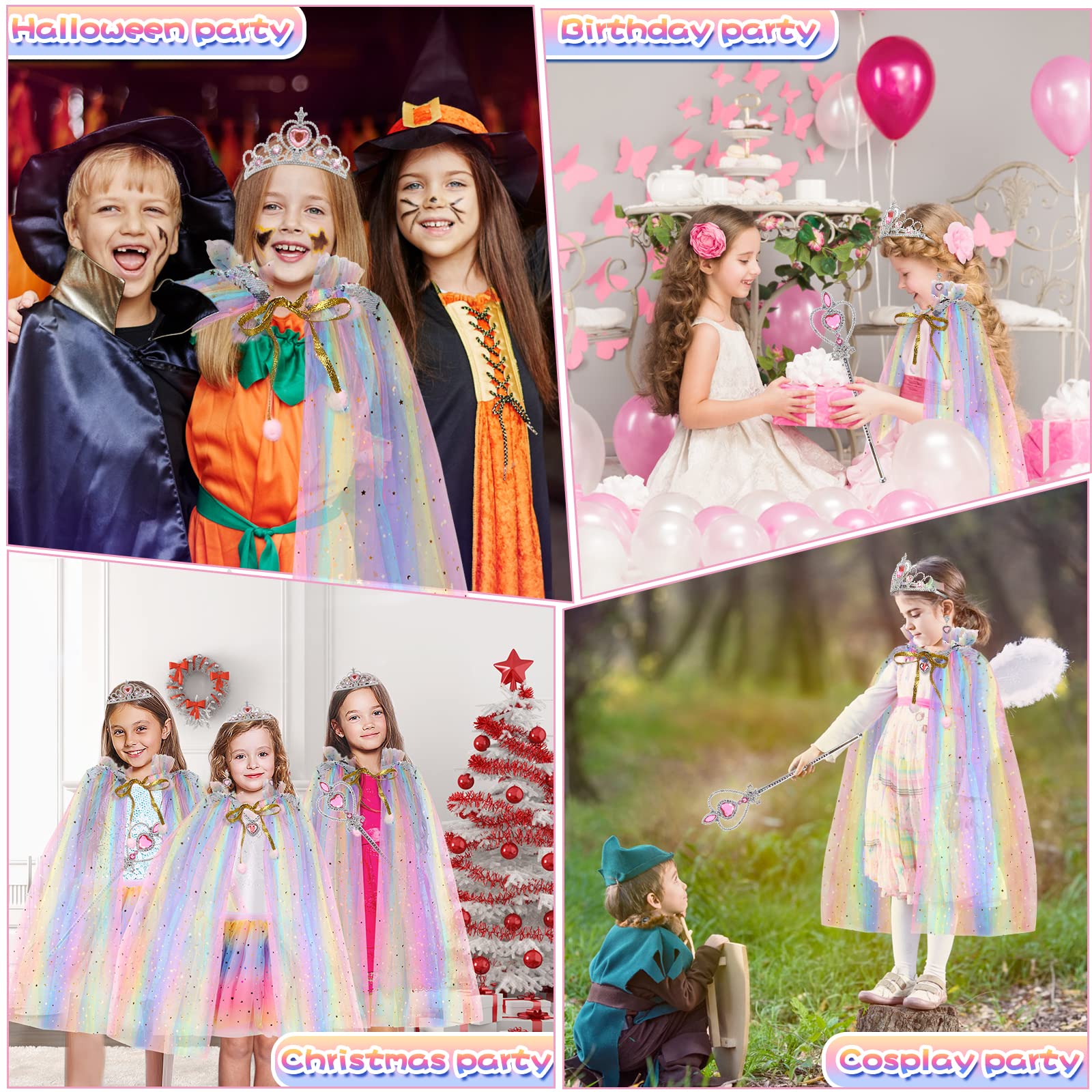 BesJonie Princess Dress Set with Cape and Skirt for Girls Ages 3-6