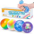 BESNEL Stress Balls Set - 4 Pack Squeeze Balls for Adults and Kids, Soft TPR Stress Relief Toys, Non-Toxic, 6cm Diameter