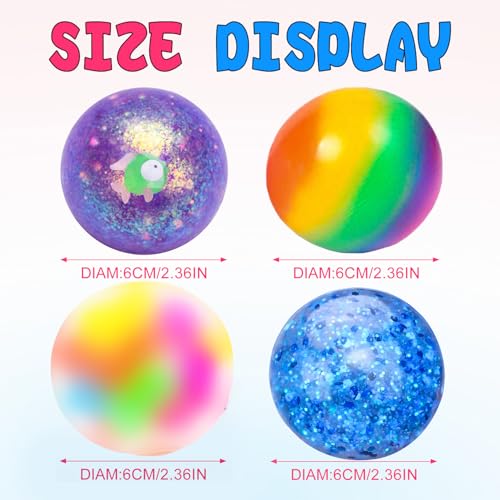 BESNEL Stress Balls Set - 4 Pack Squeeze Balls for Adults and Kids, Soft TPR Stress Relief Toys, Non-Toxic, 6cm Diameter