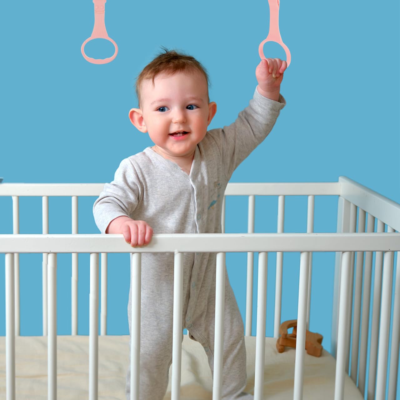 BESPORTBLE 4-Piece Baby Pull Up Rings for Playpen - Standing Walker Assist for Infants, Portable Crib Hanging Toys