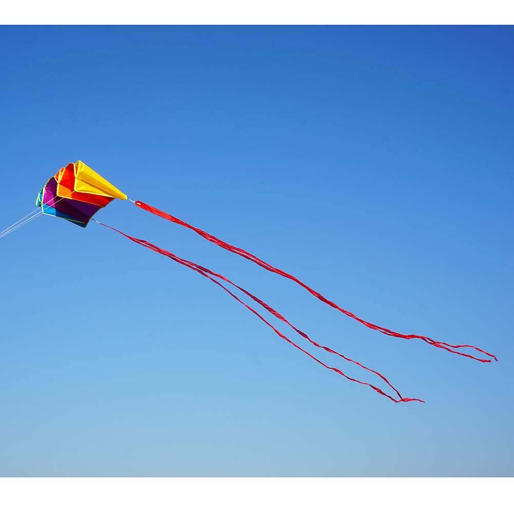 Besra Colorful Parafoil Kite – Easy to Fly with Long Tail for Adults