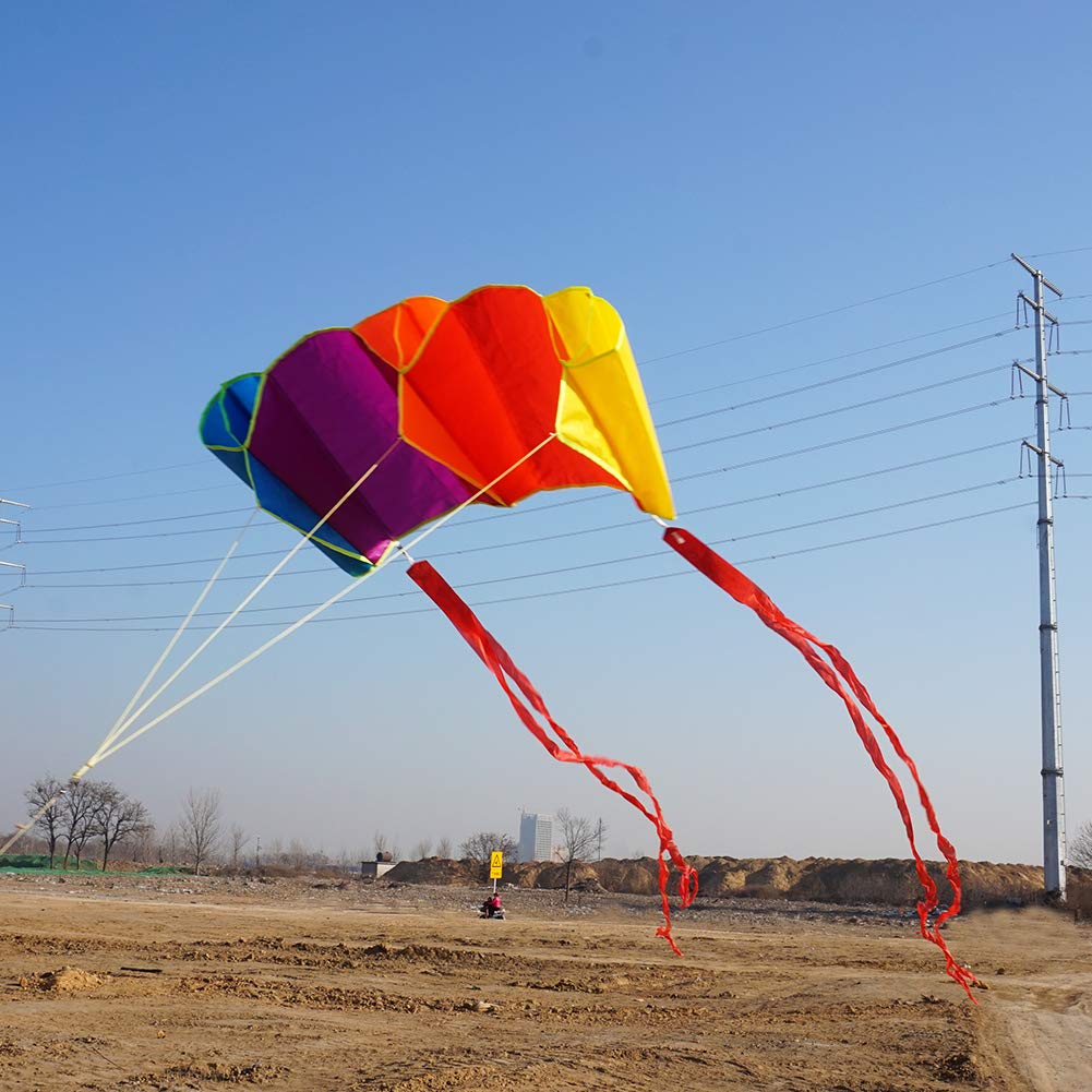 Besra Colorful Parafoil Kite – Easy to Fly with Long Tail for Adults