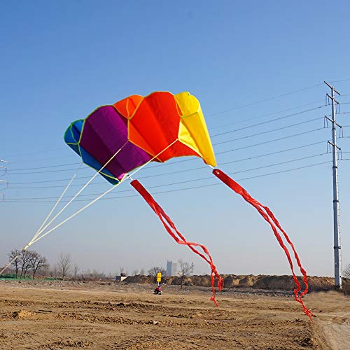 Besra Colorful Parafoil Kite – Easy to Fly with Long Tail for Adults