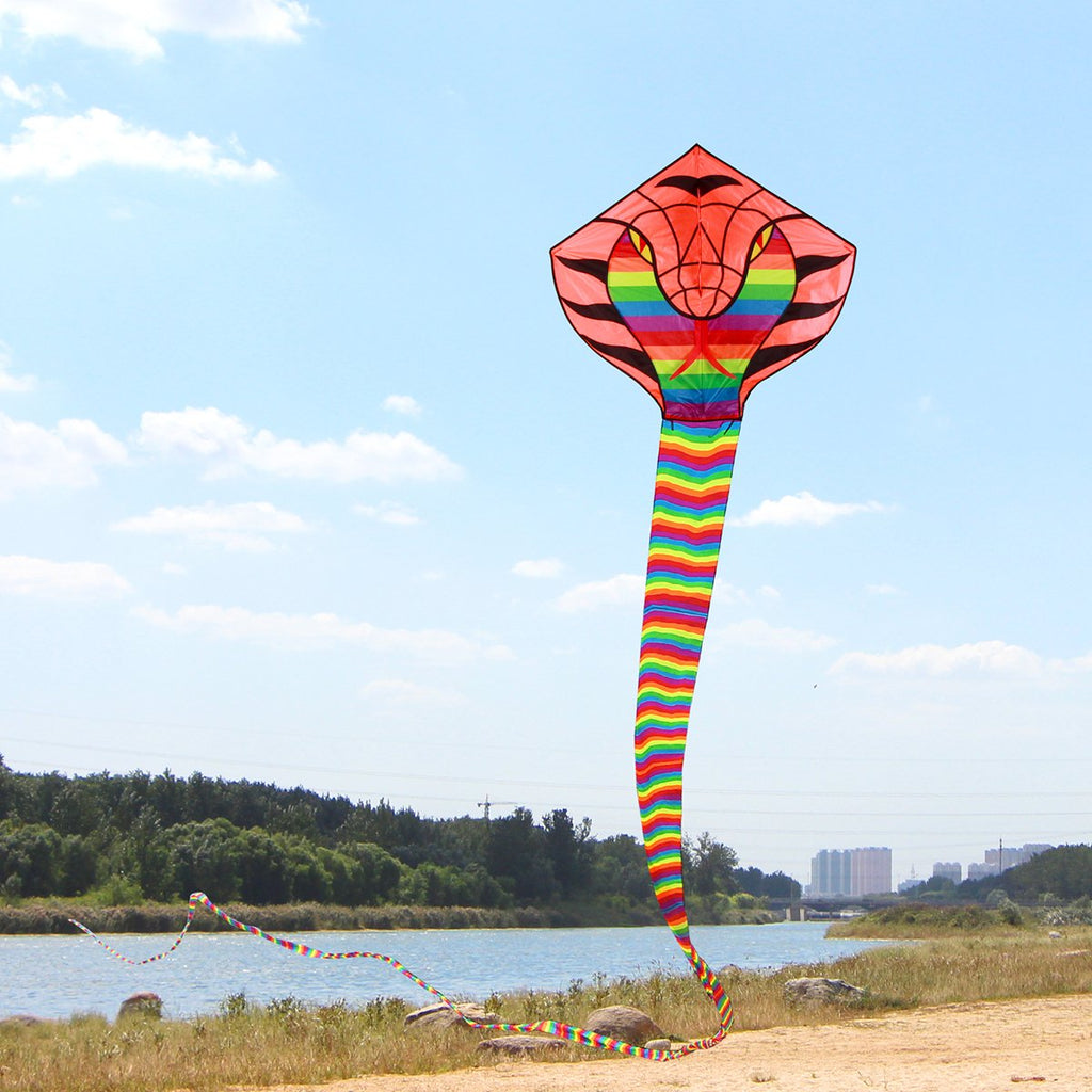 Besra Large Cobra Snake Kite – 52ft Colorful Nylon Kite with Long Tails for Outdoor Play