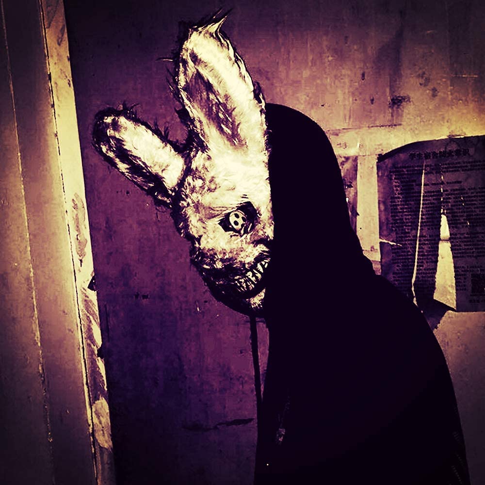 BESSEEK Halloween Bloody Plush Bunny Mask – Creepy Rabbit Cosplay Costume for Adults and Teens