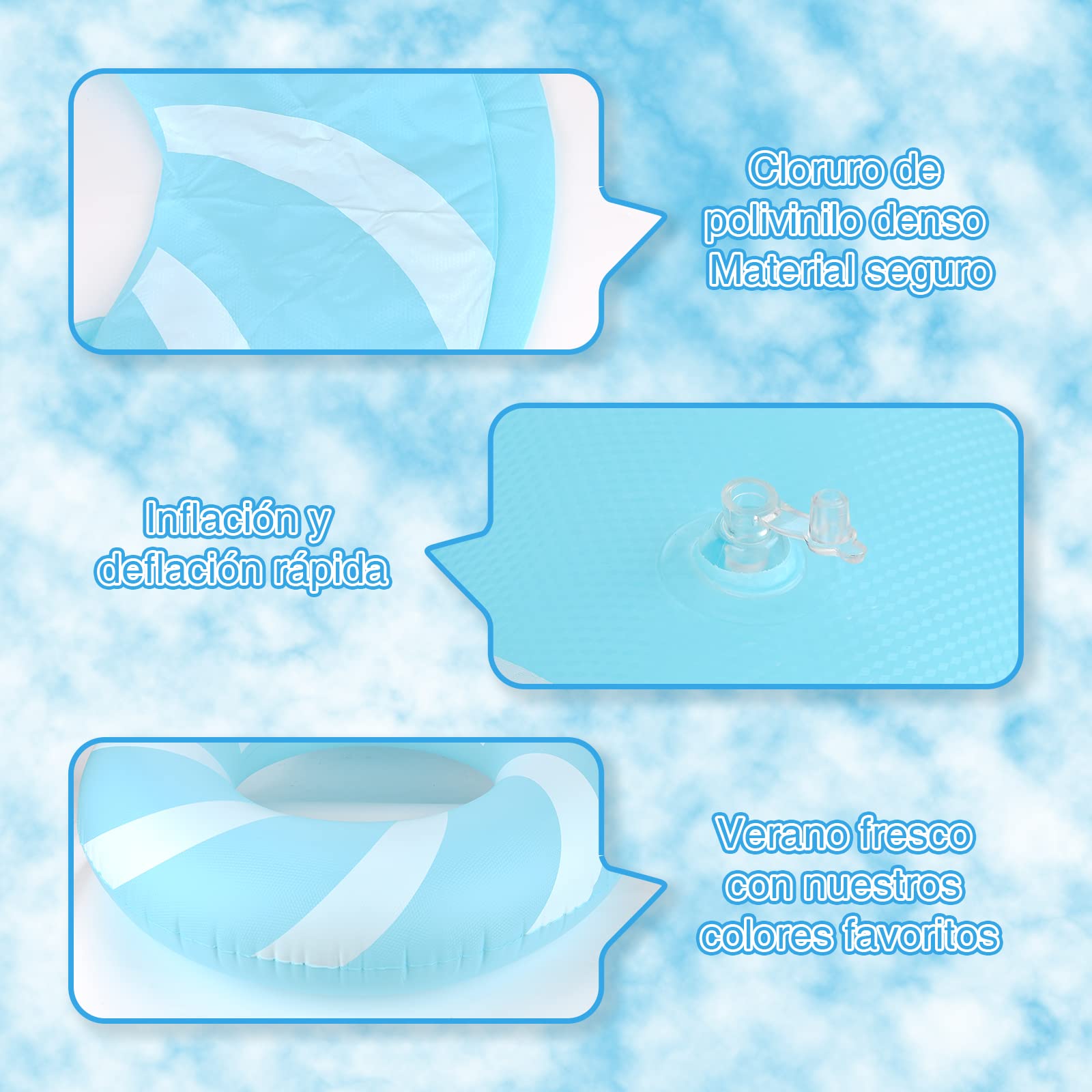 Bestrip 2-Pack Inflatable Pool Floats for Adults & Teens - Lollipop Design, PVC Swim Rings for Pool, Beach, Lake (Blue+Pink)