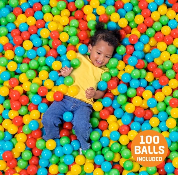 Bestway 100-Pack Plastic Play Balls for Ball Pits, Bouncers & Pools | 2.3-Inch, 4 Colors