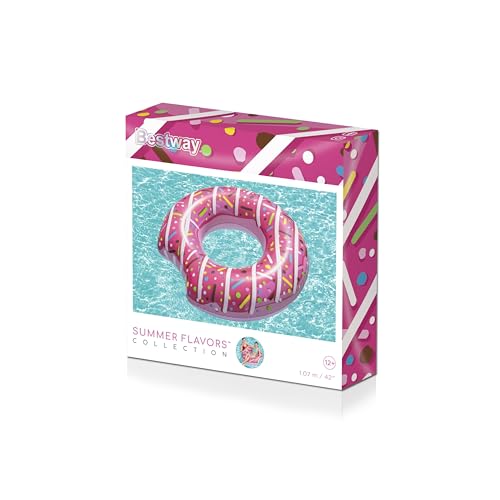Bestway Doughnut Swim Ring – 42" Inflatable Donut Pool Float with Bite Mark Design