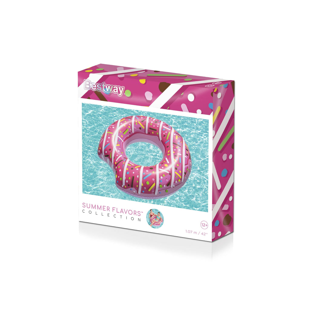 Bestway Doughnut Swim Ring – 42" Inflatable Donut Pool Float with Bite Mark Design