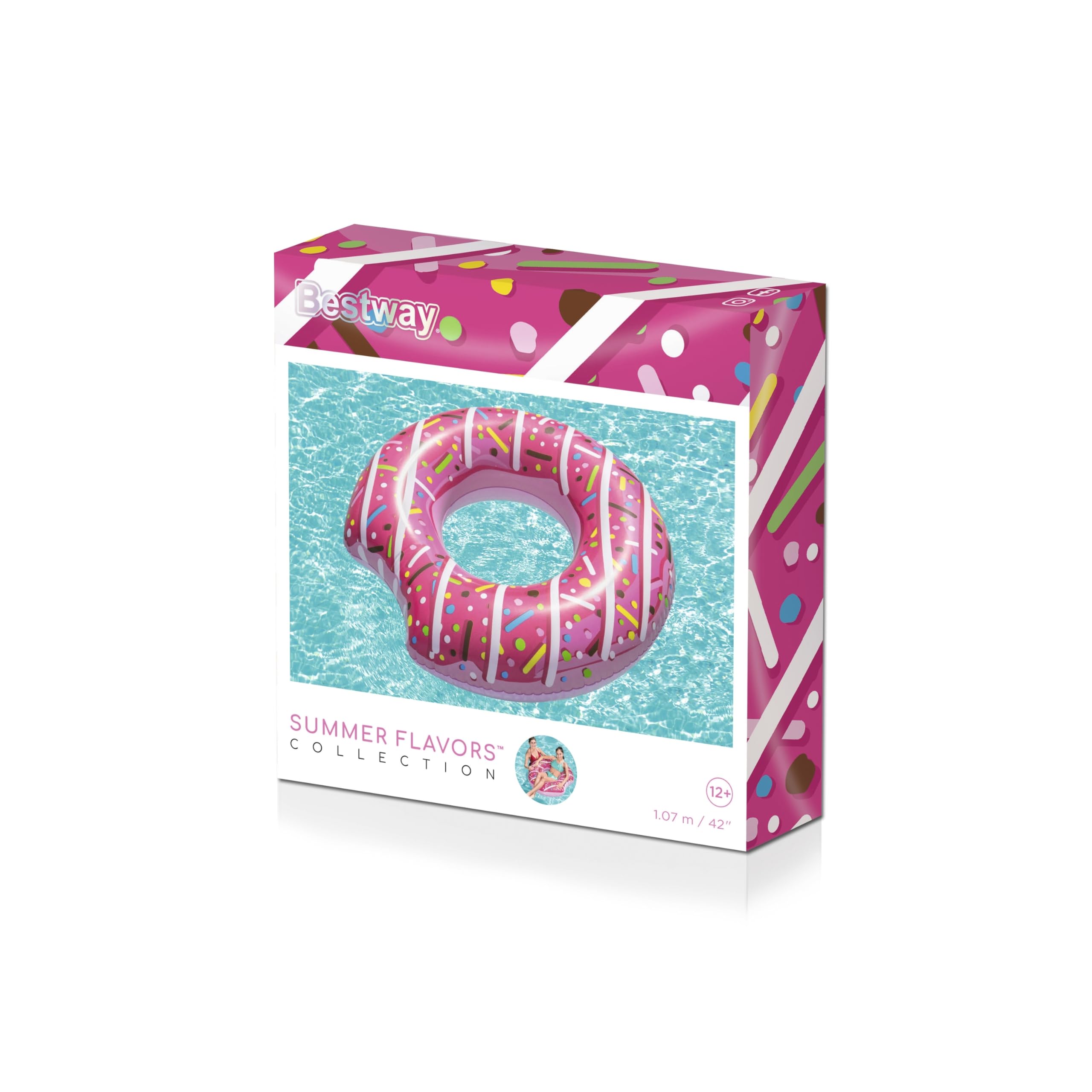 Bestway Doughnut Swim Ring – 42" Inflatable Donut Pool Float with Bite Mark Design