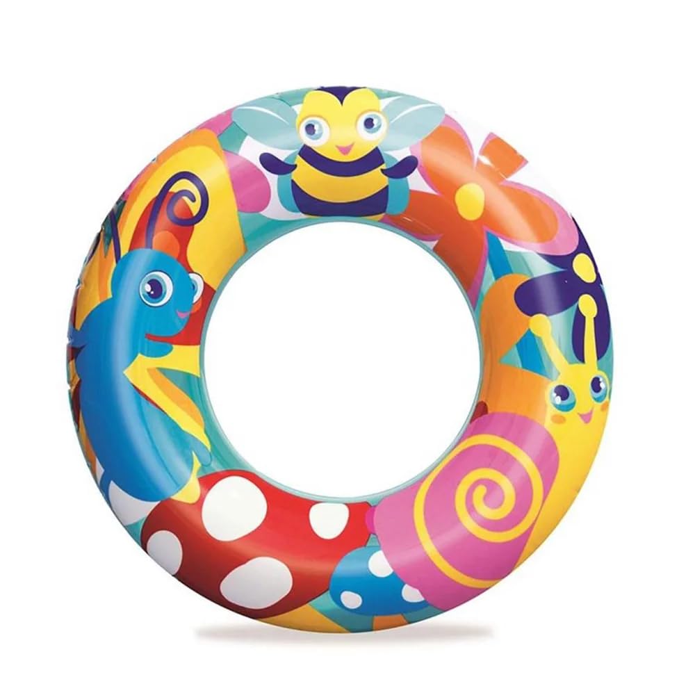 Bestway Swim Ring for Kids – Vinyl Inflatable Ring with Transparent Top, Multi-Color, 18.9 Inches