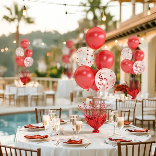 Besutolife Red Balloon Table Centerpiece Kit with Metallic Star Decorations, 2 Sets