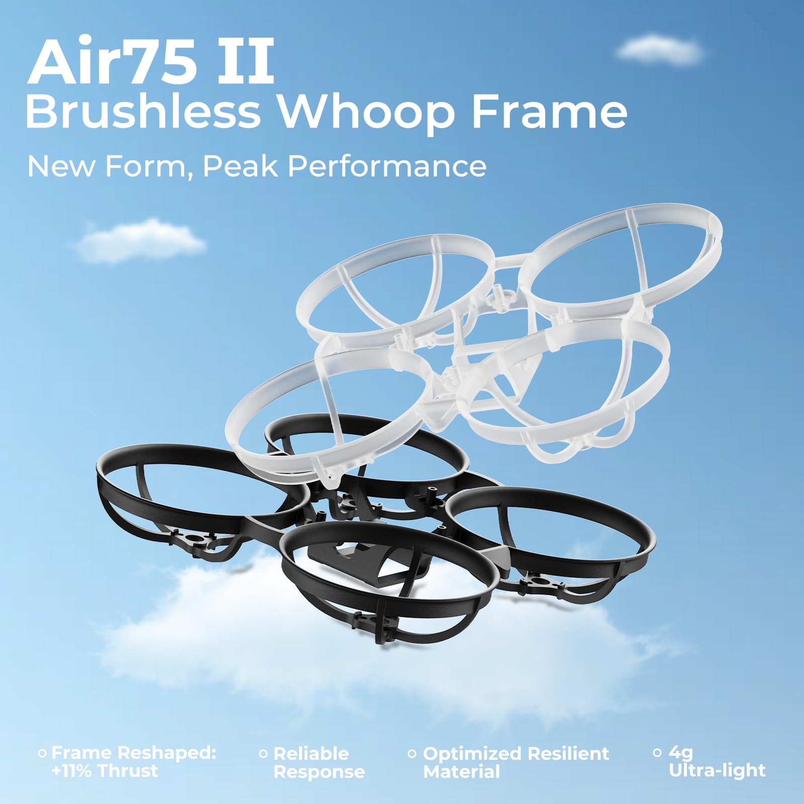 BETAFPV Air75 II Whoop Frame Kit (2-Pack) – 4g Ultra Light 75mm Frame for 1S Racing Drones
