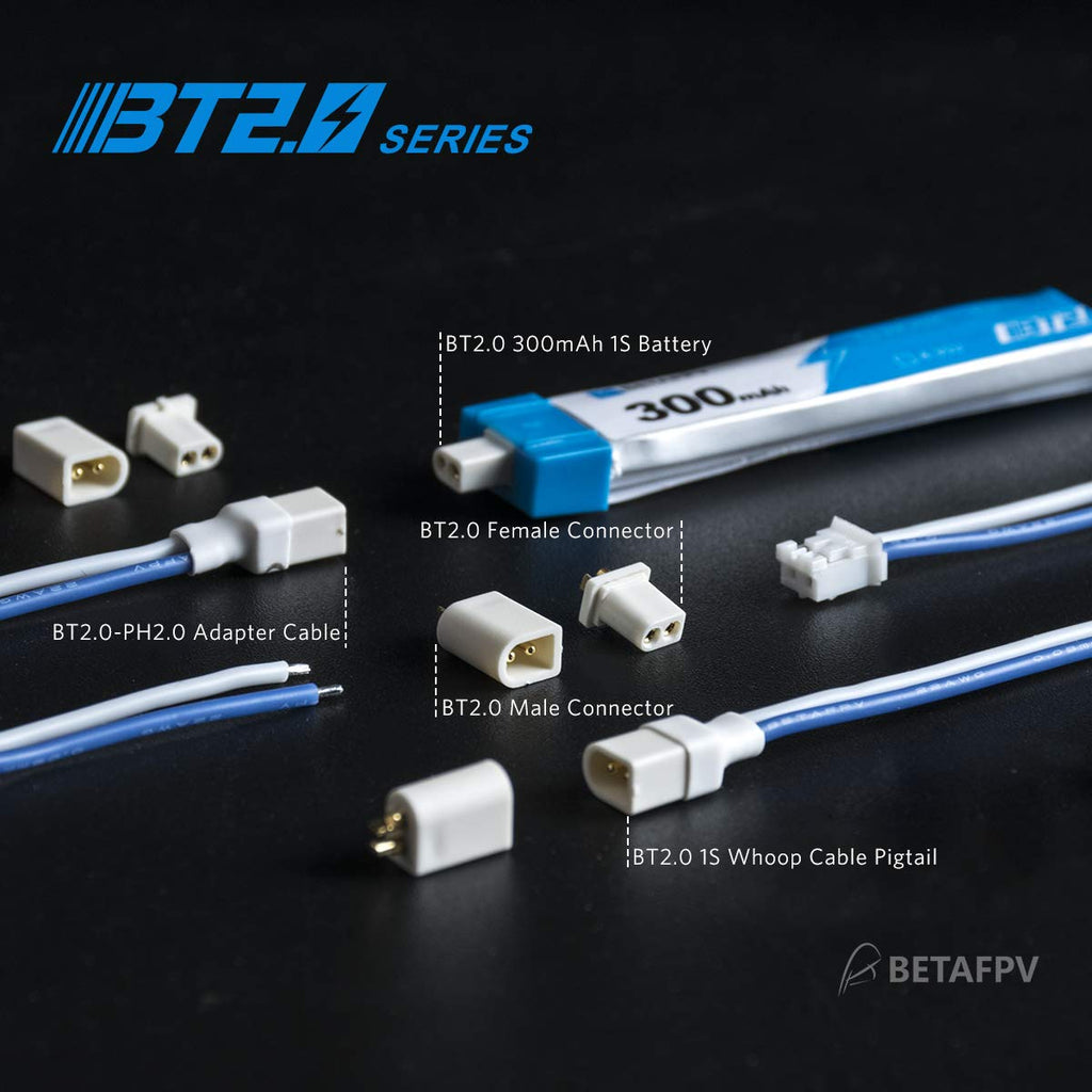 BETAFPV BT2.0 Connector 6-Pack - 55mm 22AWG Male Pigtail for 1S TinyWhoop FPV Drones