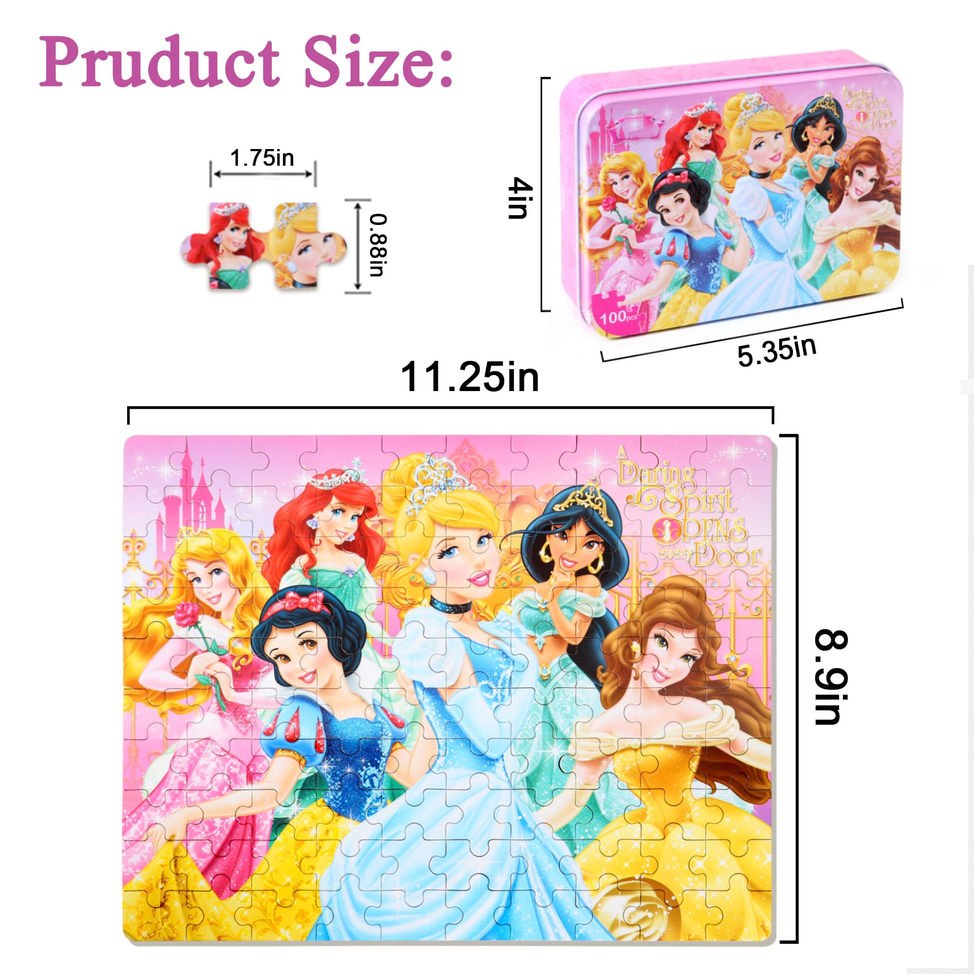 Bexido 100-Piece Jigsaw Puzzle for Kids Ages 4-8 - Educational Toy in Metal Box with Poster