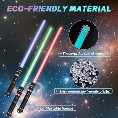 Beyondtrade Lightsabers 2 Pack: Collapsible Double-Bladed Swords with 12 Colors & FX Sound
