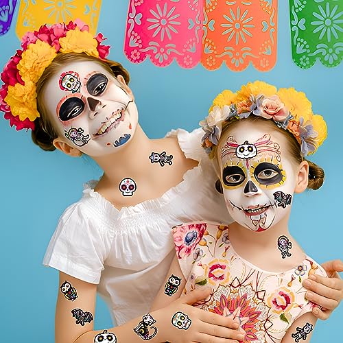 BeYumi 1000Pcs Day of the Dead Stickers – Sugar Skull, Skeleton Cat, Halloween & Mexican Fiesta Decals, Waterproof for Laptop, Water Bottle, Party Supplies