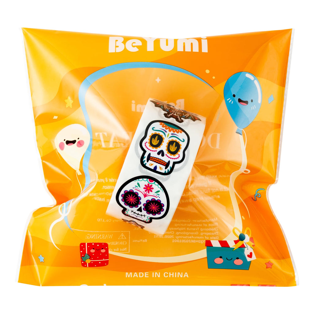 BeYumi 1000Pcs Day of the Dead Stickers – Sugar Skull, Skeleton Cat, Halloween & Mexican Fiesta Decals, Waterproof for Laptop, Water Bottle, Party Supplies