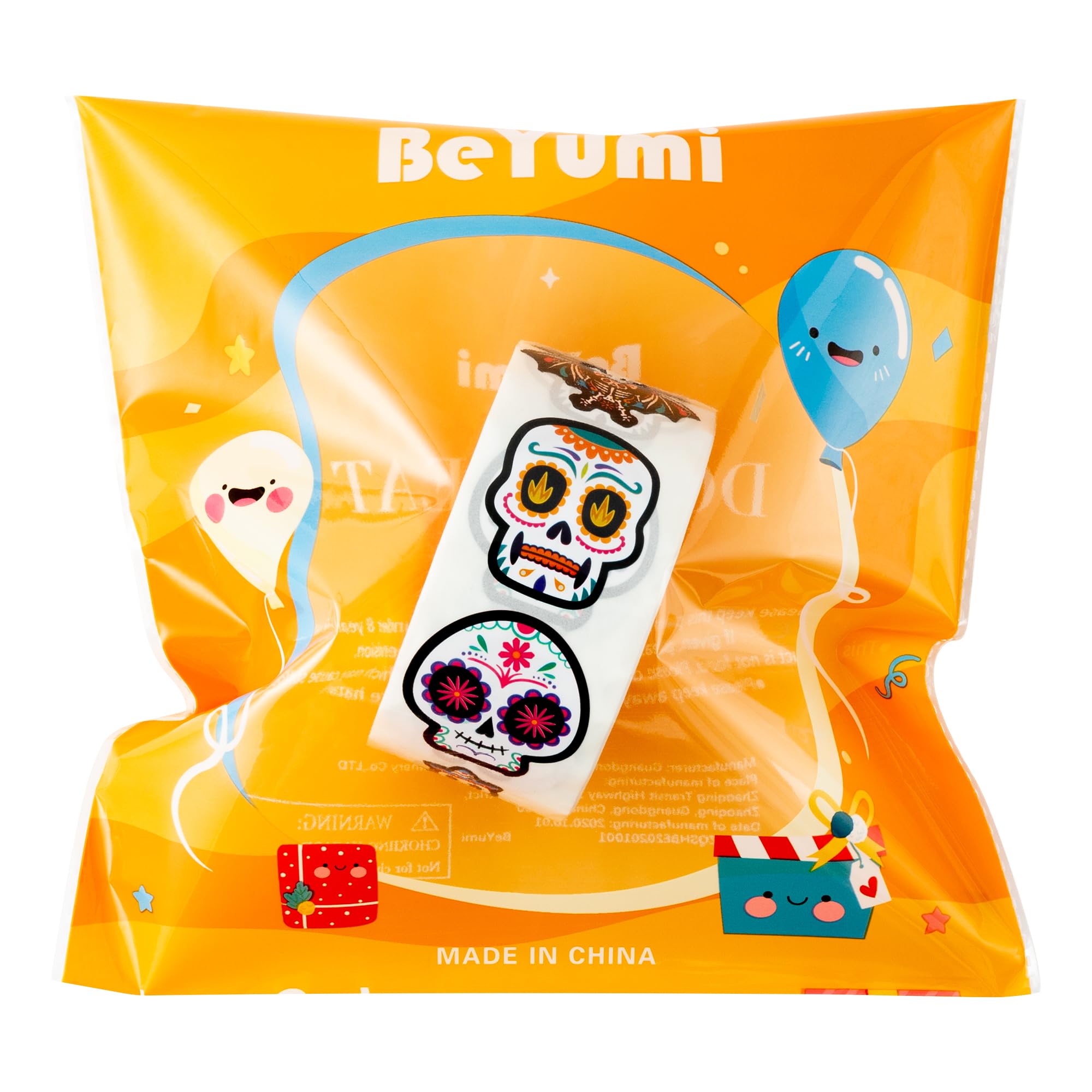 BeYumi 1000Pcs Day of the Dead Stickers – Sugar Skull, Skeleton Cat, Halloween & Mexican Fiesta Decals, Waterproof for Laptop, Water Bottle, Party Supplies