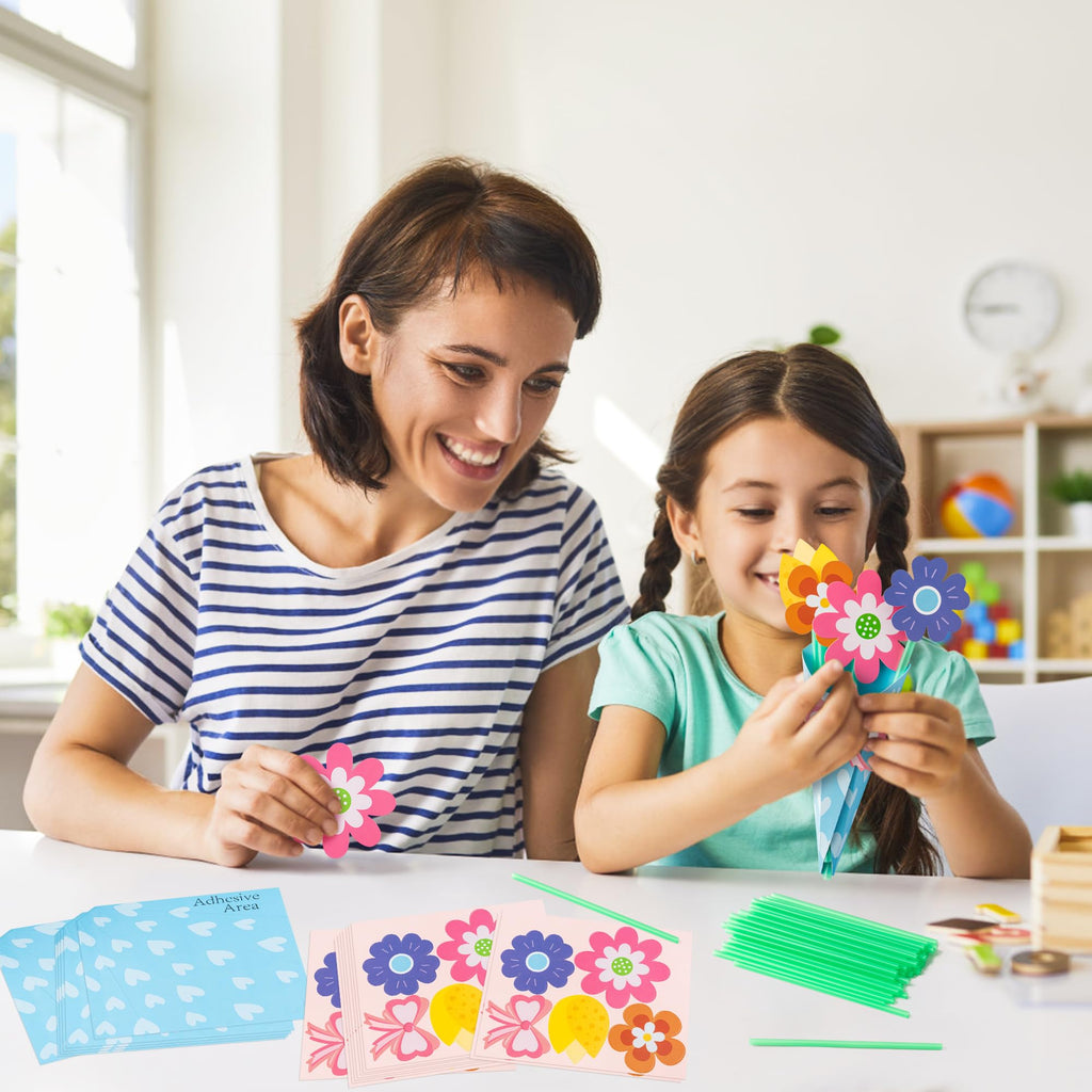 BeYumi 24-Piece Flower Bouquet Craft Kit for Kids – DIY Bouquets for Mother's Day, Teacher Appreciation, and Classroom Fun