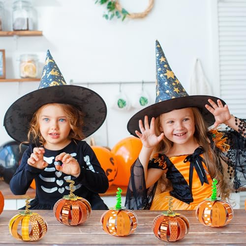 BeYumi Paper Strip Pumpkin Craft Kit - 36 Pcs Halloween DIY for Kids, Fall Thanksgiving Gratitude Activity