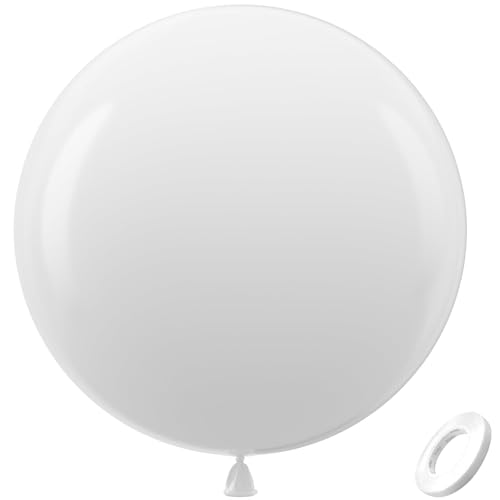 Bezente 36-Inch White Giant Balloons (8 Pack) – Large Latex Balloons for Party Decorations