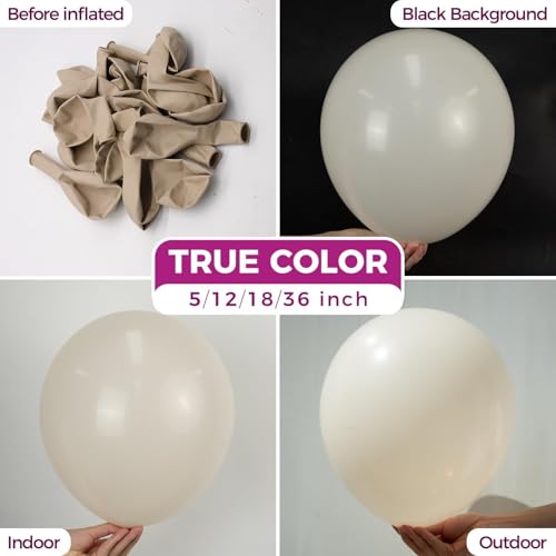 Bezente 36-Inch White Sand Giant Balloons (8 Pack) - Jumbo Cream Latex Party Decorations