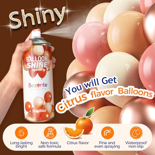 Bezente Balloon Shine Spray - 15 oz Citrus, Waterproof, High Shine, Covers 100 Balloons