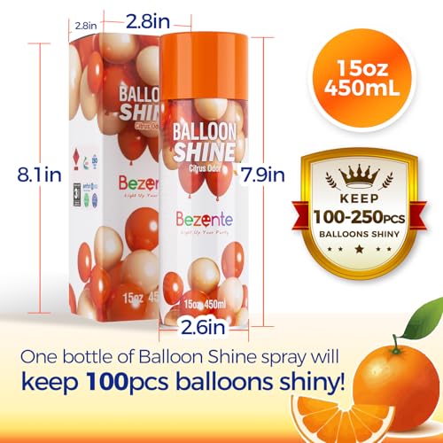 Bezente Balloon Shine Spray - 15 oz Citrus, Waterproof, High Shine, Covers 100 Balloons
