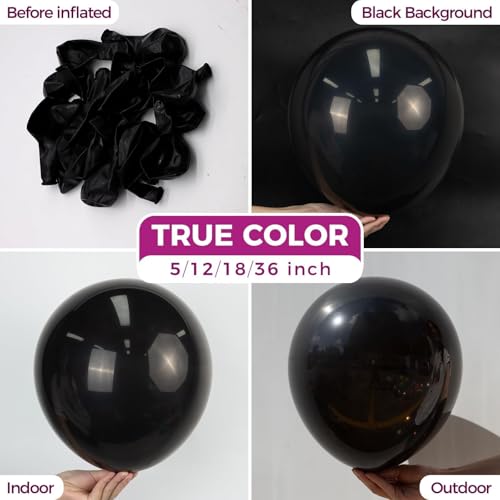 Bezente Black Giant Balloons 36 Inch - 8 Pack Jumbo Latex for Party Decor