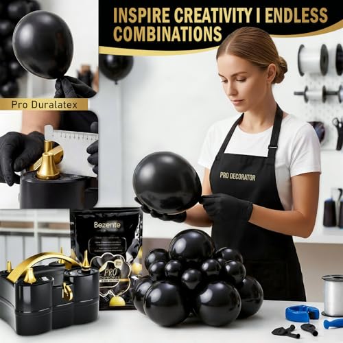 Bezente Pro Duralatex Black Balloons - 100 Pack 12 Inch Extra-Thick for Long-Lasting Party Decor