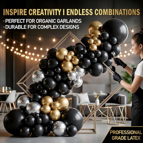 Bezente Pro Duralatex Black Balloons - 100 Pack 12 Inch Extra-Thick for Long-Lasting Party Decor