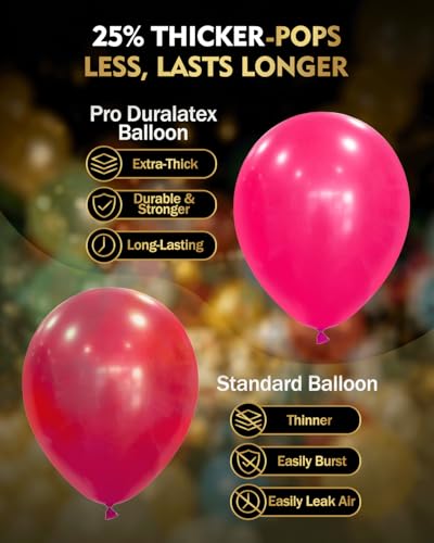 Bezente Pro Duralatex Hot Pink Balloons – 100 Pack Extra-Thick 12 Inch Long-Lasting Party Balloons